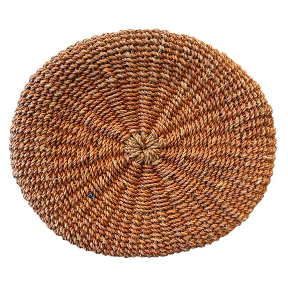 🔴Handmade Vintage Bucket Bag, Leather and Woven Sisal, Made in Indonesia - Picture 6 of 10